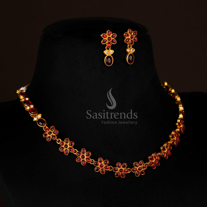 Budget friendly traditional floral necklace set for weddings – Sasitrends