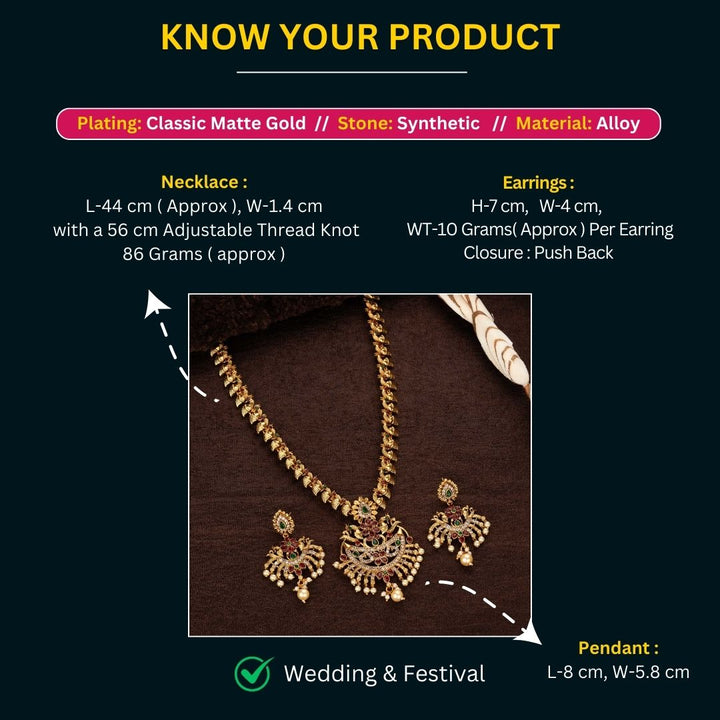 Classic Matte Gold Plated Jewellery Sets Measurement Image - Sasitrends






