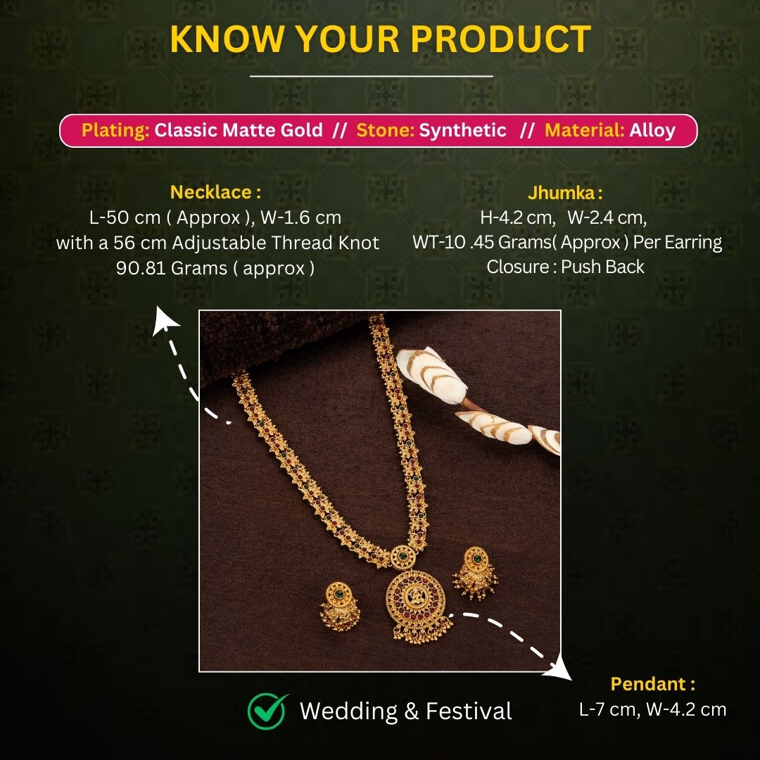 Classic Matte Gold Plated Jewellery Sets Measurement Image - Sasitrends








