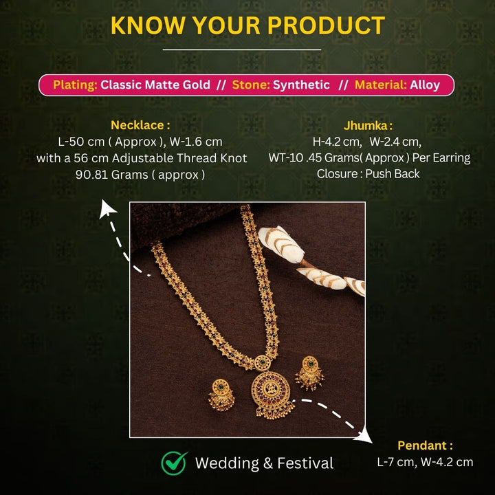 Classic Matte Gold Plated Jewellery Sets Measurement Image - Sasitrends








