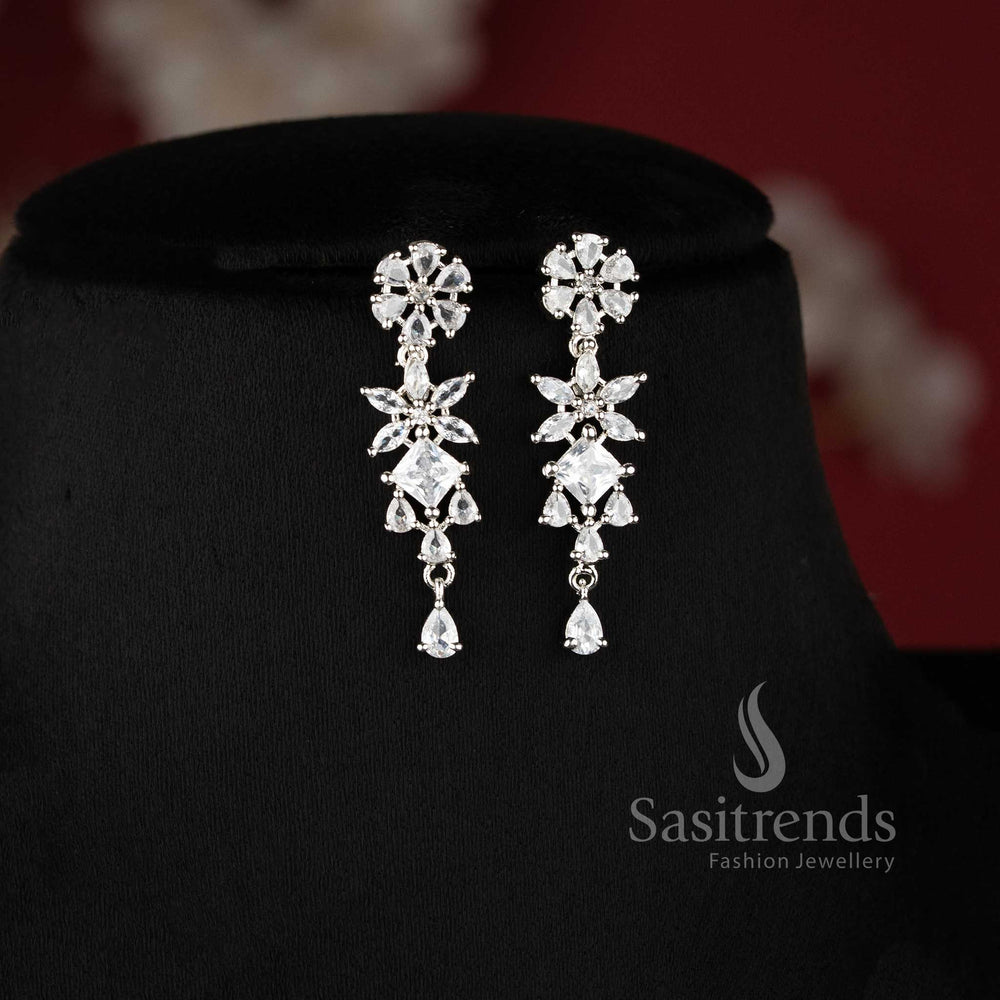 Trendy white American diamond necklace set for bridal, wedding, and festive occasions - sasitrends