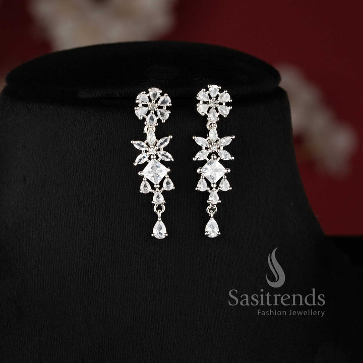 Trendy white American diamond necklace set for bridal, wedding, and festive occasions - sasitrends