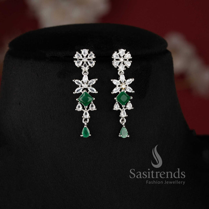 Stylish green floral necklace set for wedding, reception, and festive saree wear - sasitrends