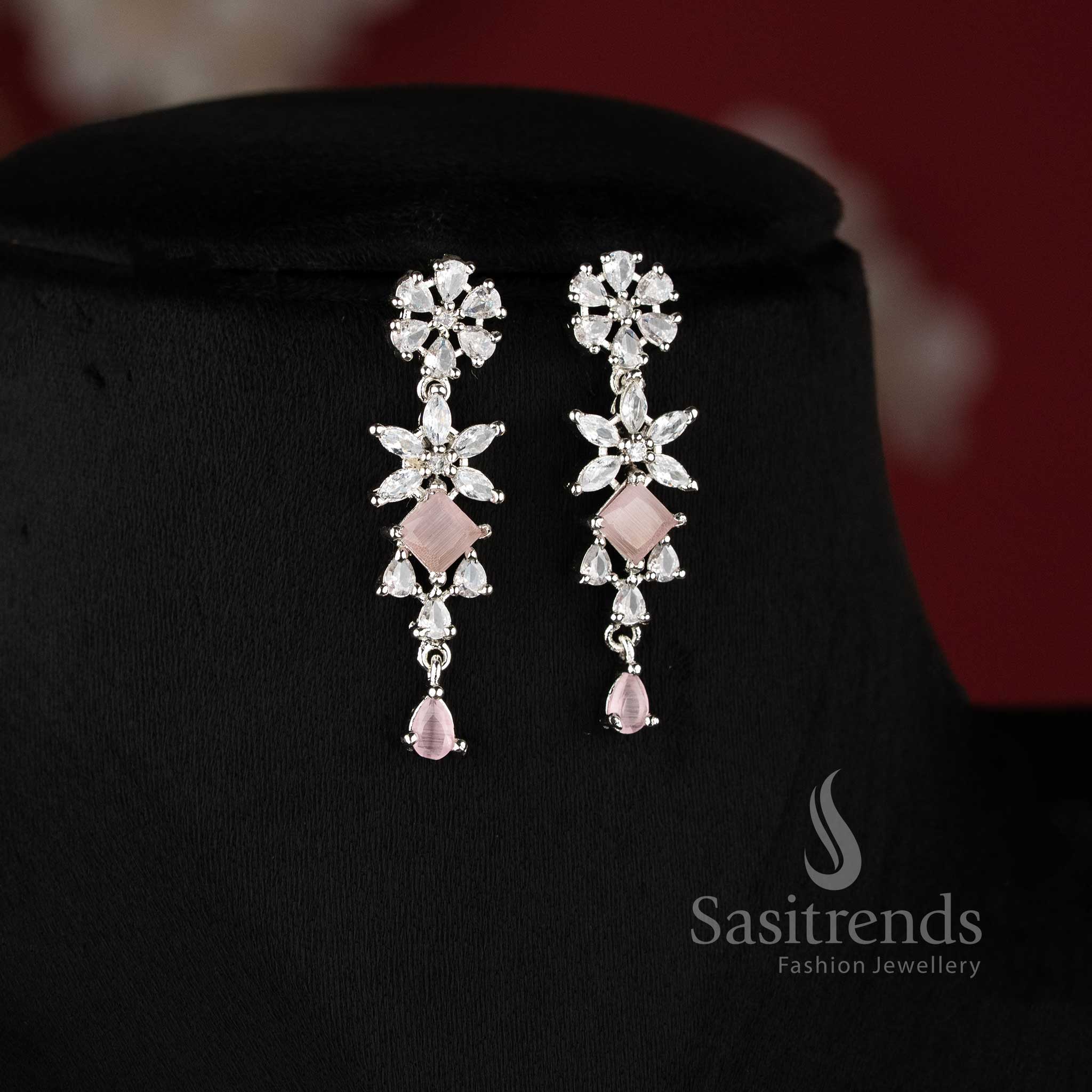 Stylish pink floral necklace set for wedding, reception, and festive saree wear - sasitrends