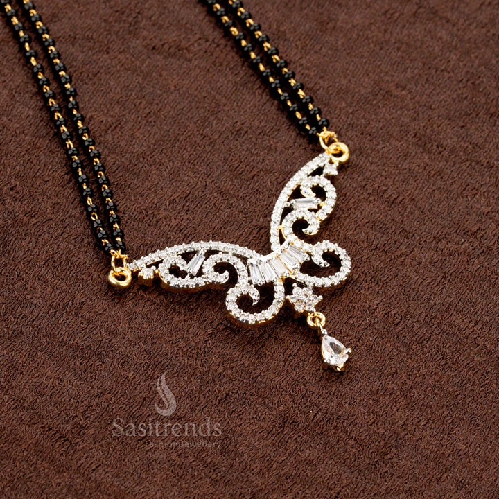 Curved Design AD Pendant Set with Earrings – Traditional Wear - Sasitrends