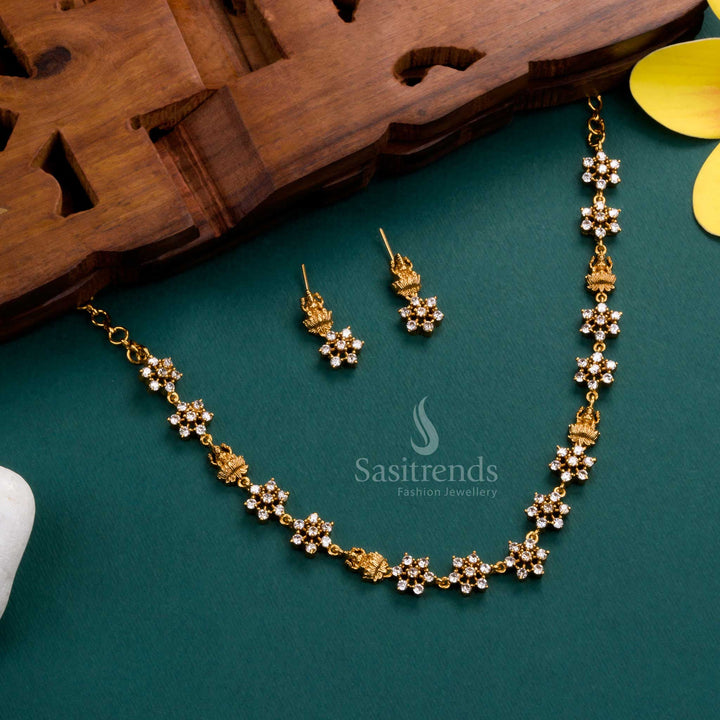 Traditional Lakshmi Motifs Jewellery Set - Temple Matte Gold Plated | Sasitrends