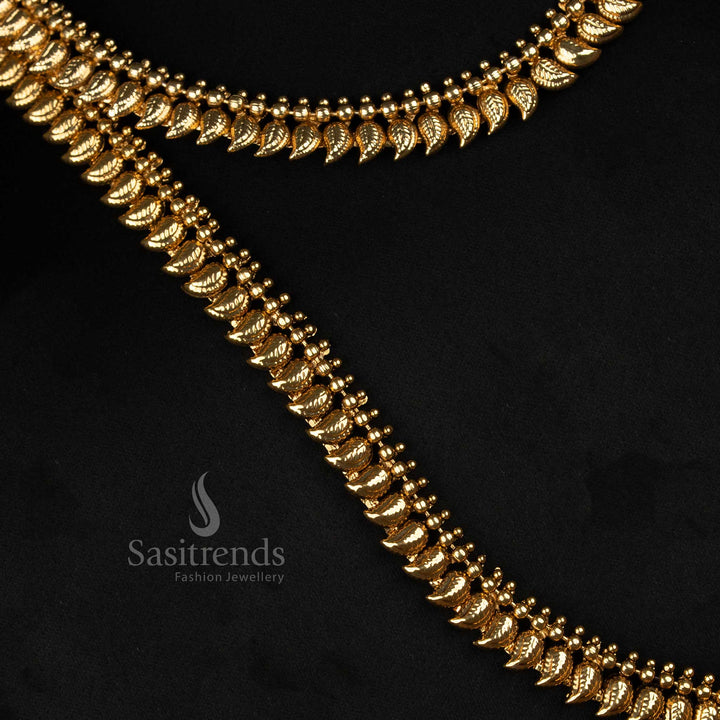 Dual-chain Antique Gold Plated jewellery set ideal for traditional bridal and festive styling - Sasitrends

