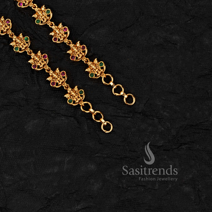 Traditional Temple Matte Gold Plated Finish Lakshmi Motif Linked Ear Chains Matil