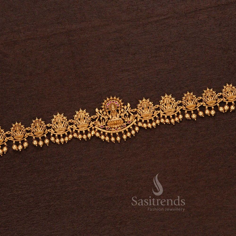 Matte Gold Plated Temple Hip Belt Goddess Lakshmi Motifs Sasitrends