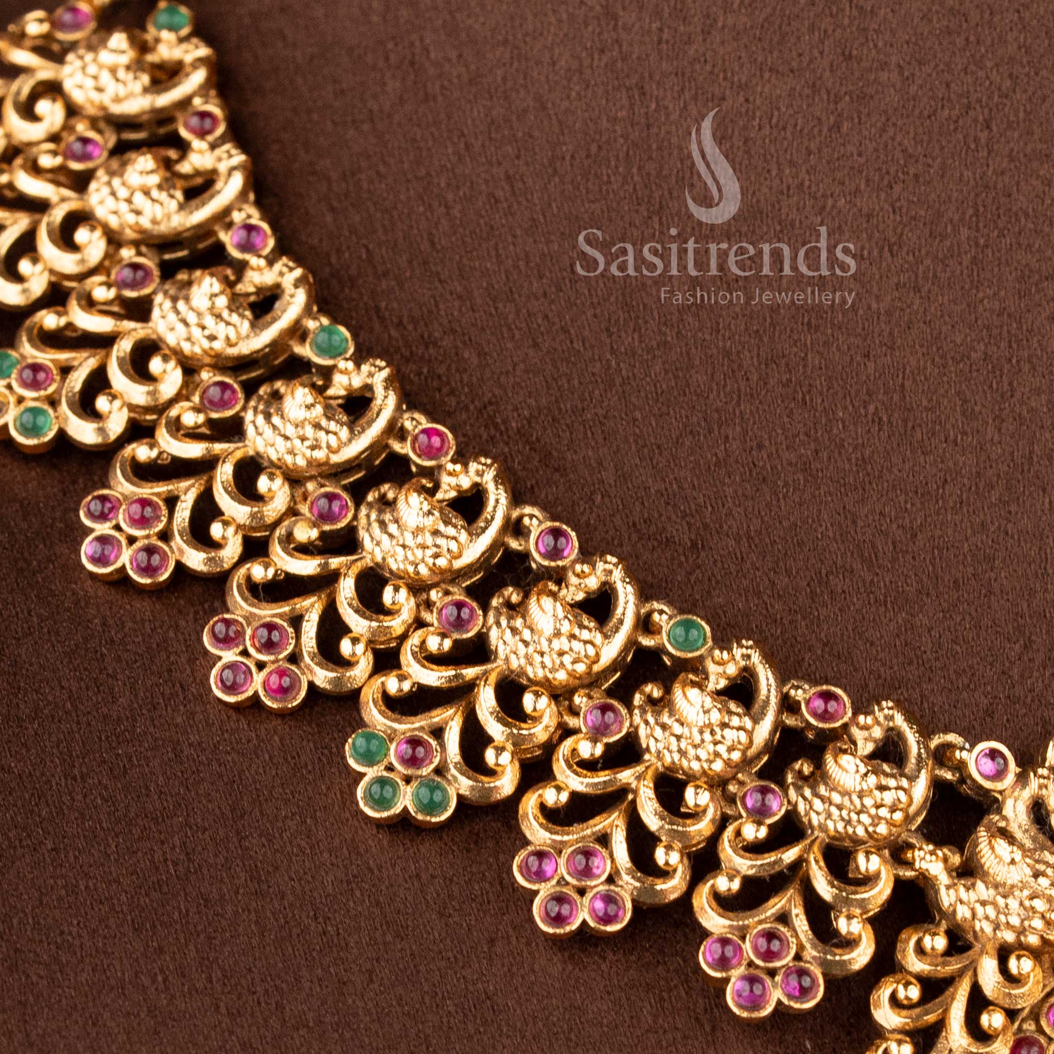 Traditional deity-stud jhumkas with stone-studded domes and gold bead drops from the temple jewellery for marriage collection - Sasitrends