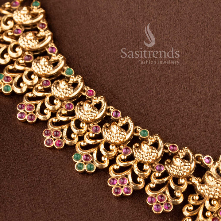Traditional deity-stud jhumkas with stone-studded domes and gold bead drops from the temple jewellery for marriage collection - Sasitrends