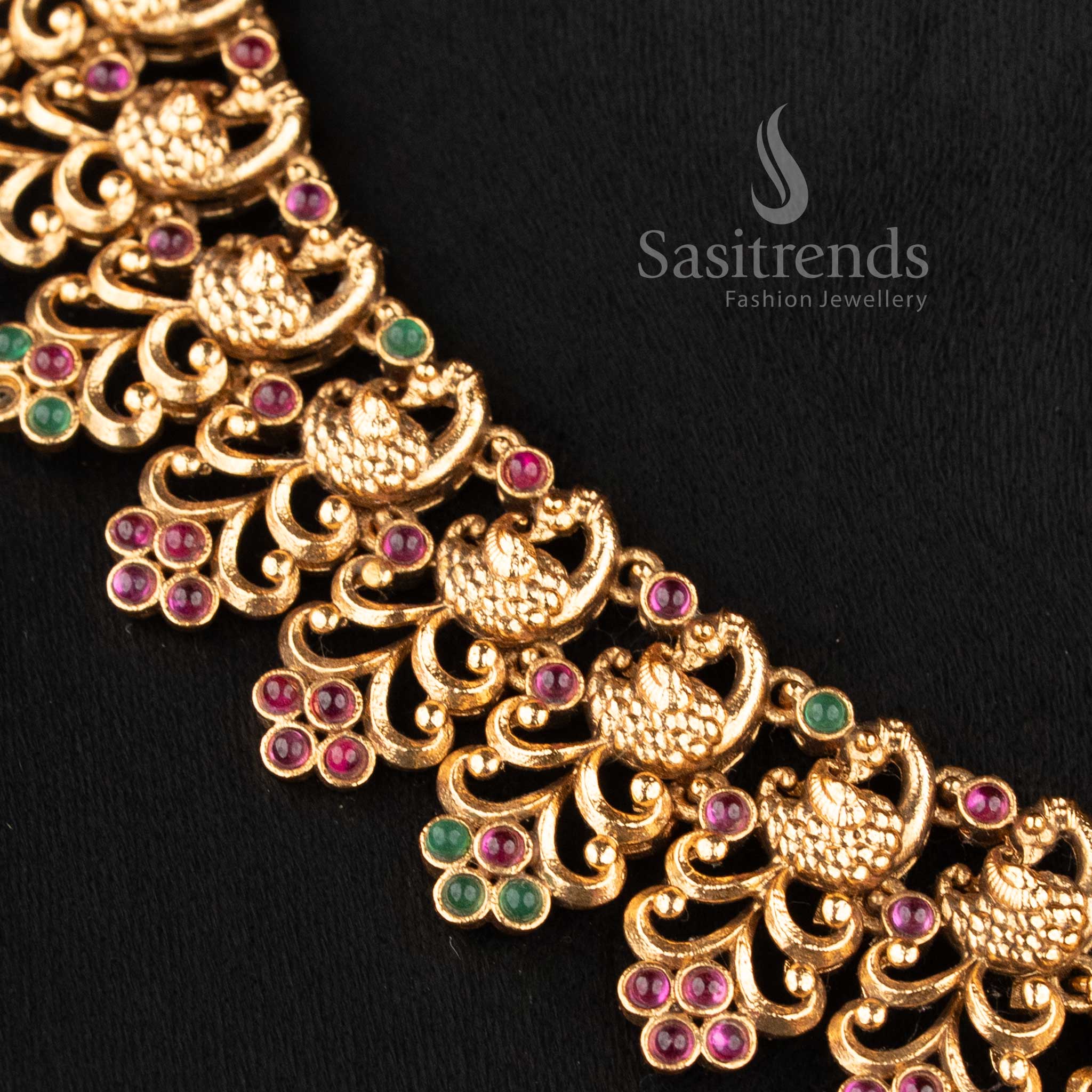 Traditional deity-stud jhumkas with stone-studded domes and gold bead drops from the temple jewellery for marriage collection - Sasitrends