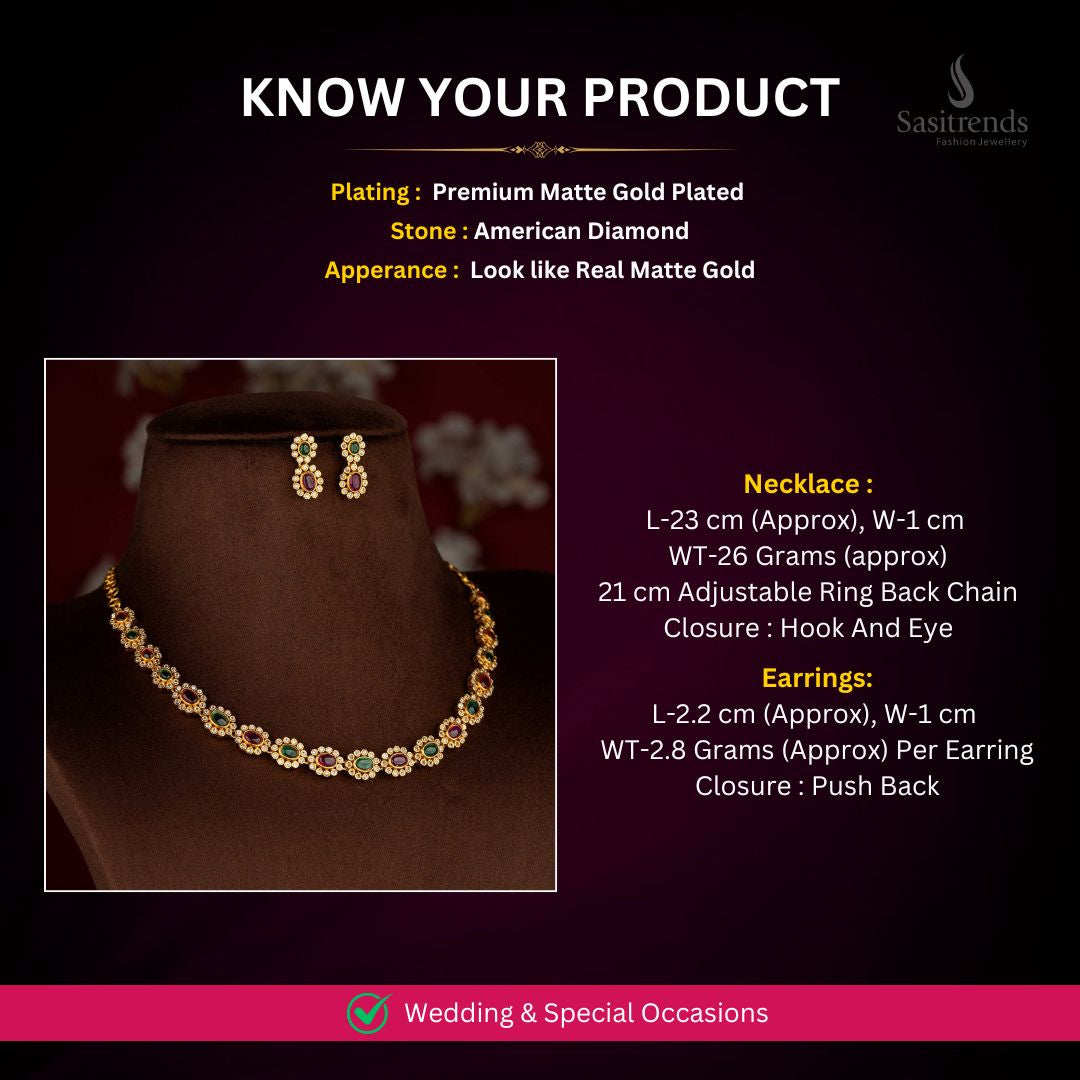 Matte Gold plated Necklace Set Measurement Image - Sasitrends