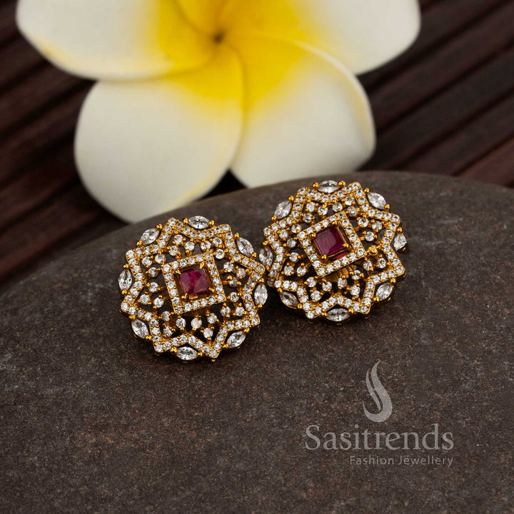 Elegant American Diamond Starburst Stud Earrings - Sasitrends