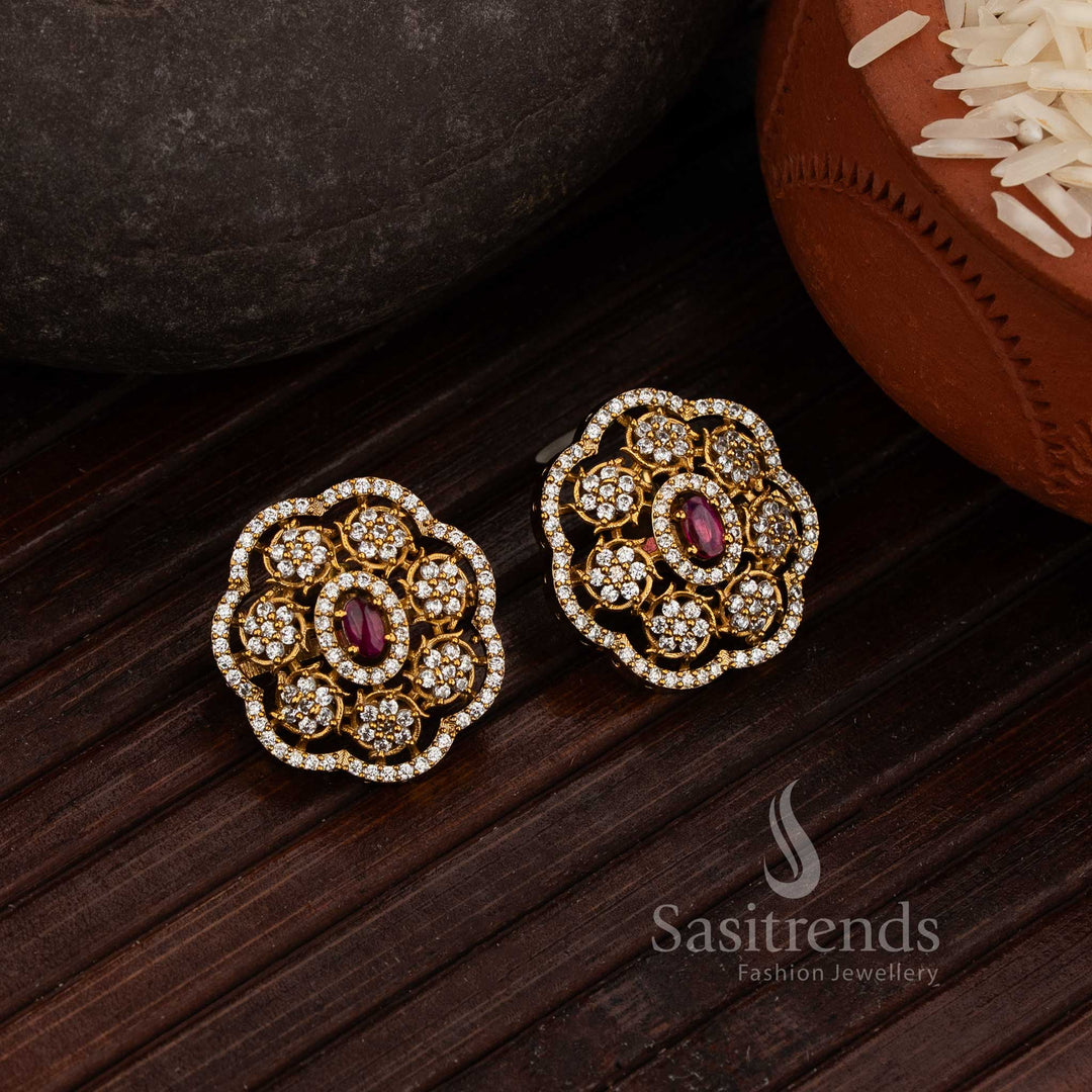 Matte Gold Studs Featuring Multi-layer Petal Clusters - Sasitrends
