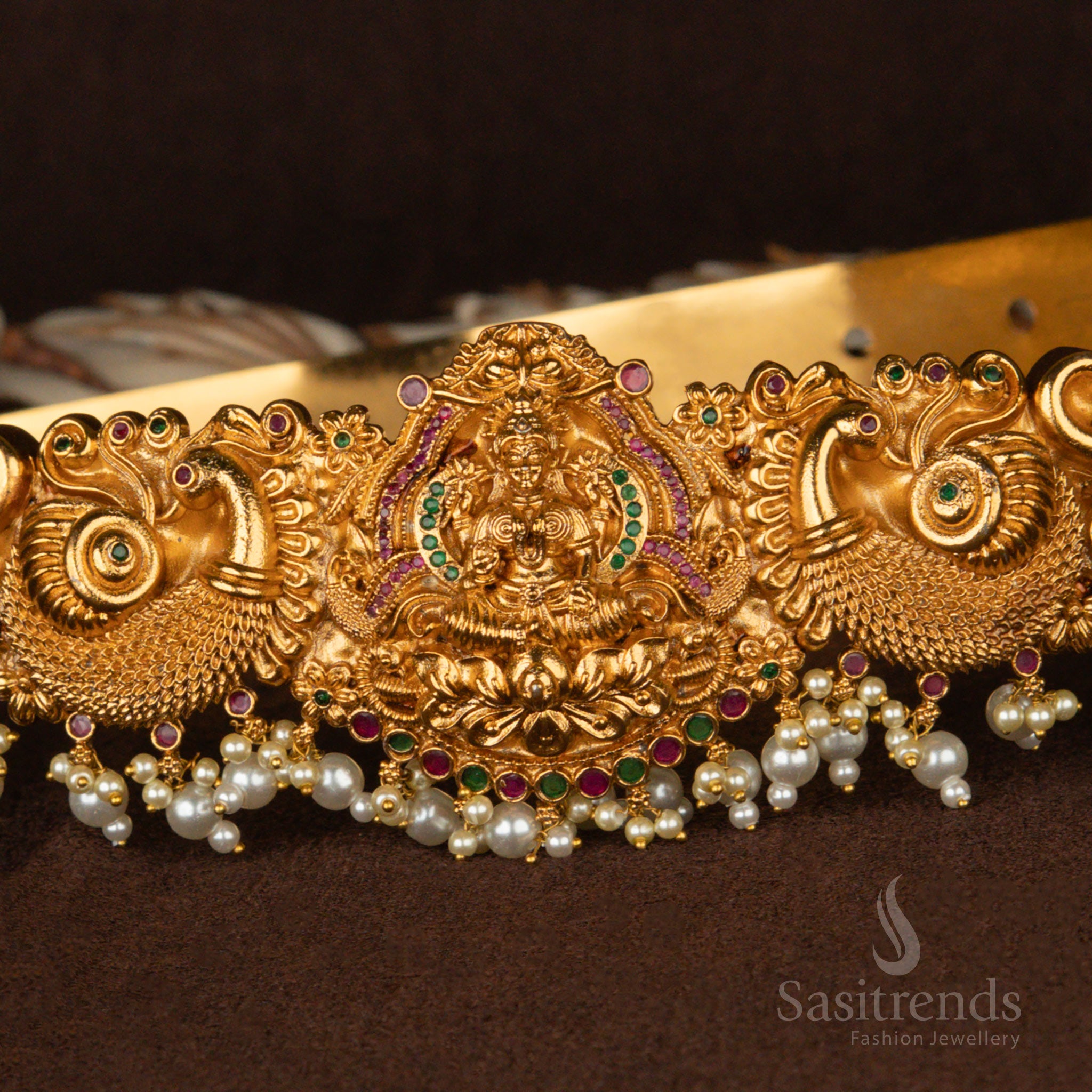 Traditional South Indian Lakshmi Waist Belt with Elephant Motifs - Sasitrends