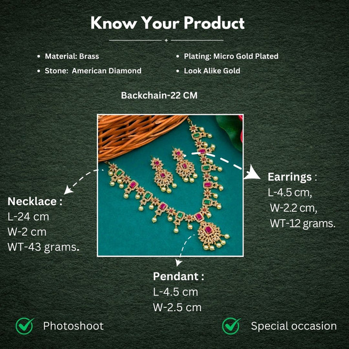 Micro Gold Plated Jewellery Set Measurement Image - Sasitrends 