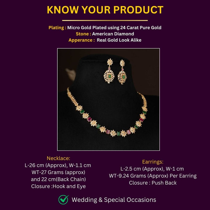 Micro Gold Plated Necklace Jewellery Set Measurement Image - Sasitrends