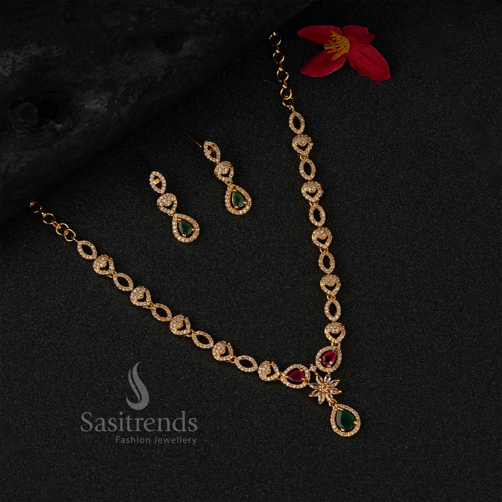 1 year Guaranteed Micro Gold Plated Necklace Jewellery Set - Sasitrends
