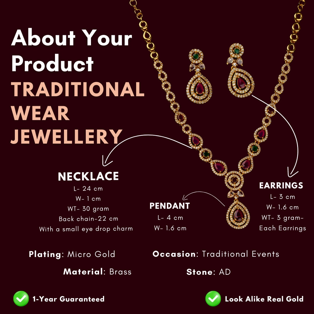 Micro Gold Plated Jewellery Set Measurement Image - Sasitrends