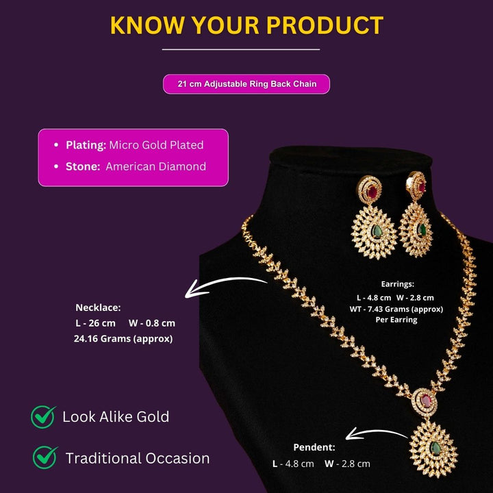 Micro Gold Plated Jewellery Set Measurement Image - Sasitrends