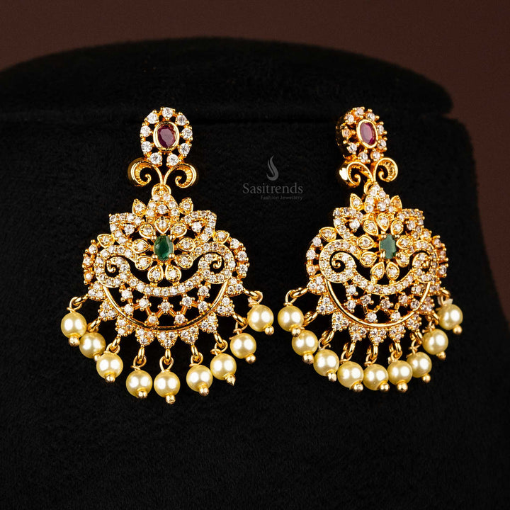 Elegant matching earrings with pearls, designed to complement the necklace - Sasitrends