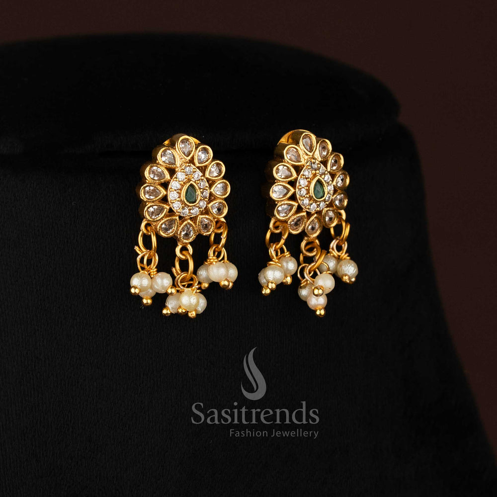 Trendy Matt Gold Plated Peacock Choker Necklace with AD Stones - Sasitrends