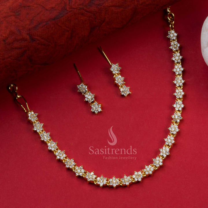 The Latest Party Wear Gold Plated Jewellery Set with American Diamonds, Stones Stud