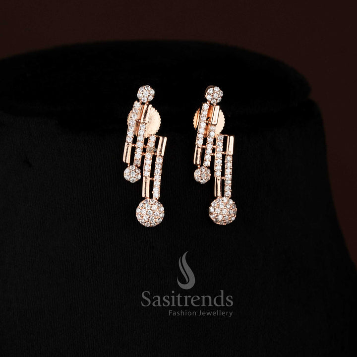 Elegant AD Staircase Necklace Set with Earrings - Perfect for Parties and Receptions - Sasitrends