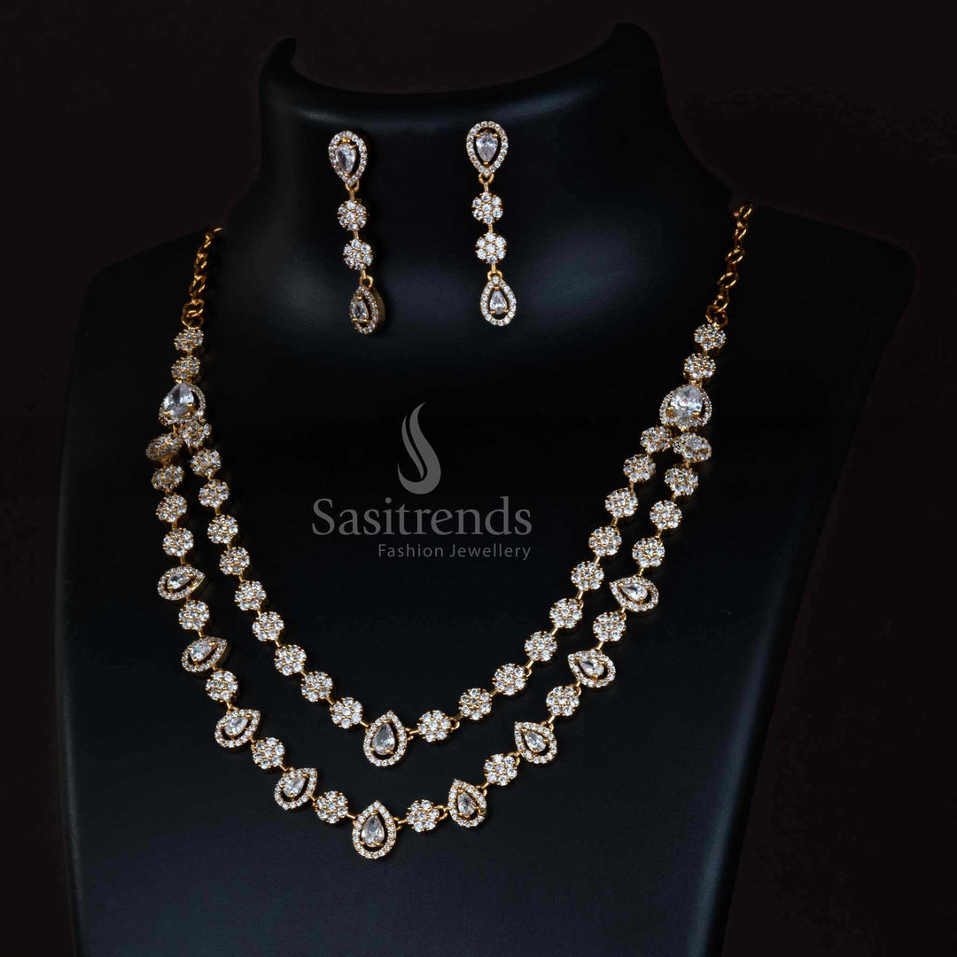 Trendy Temple Gold Plated Necklace Set with American Diamond Stones for Girls - Sasitrends