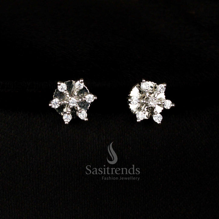 Sparkling American Diamond Dual-Tone Floral Necklace Jewellery Set for Weddings and Parties – Sasitrends