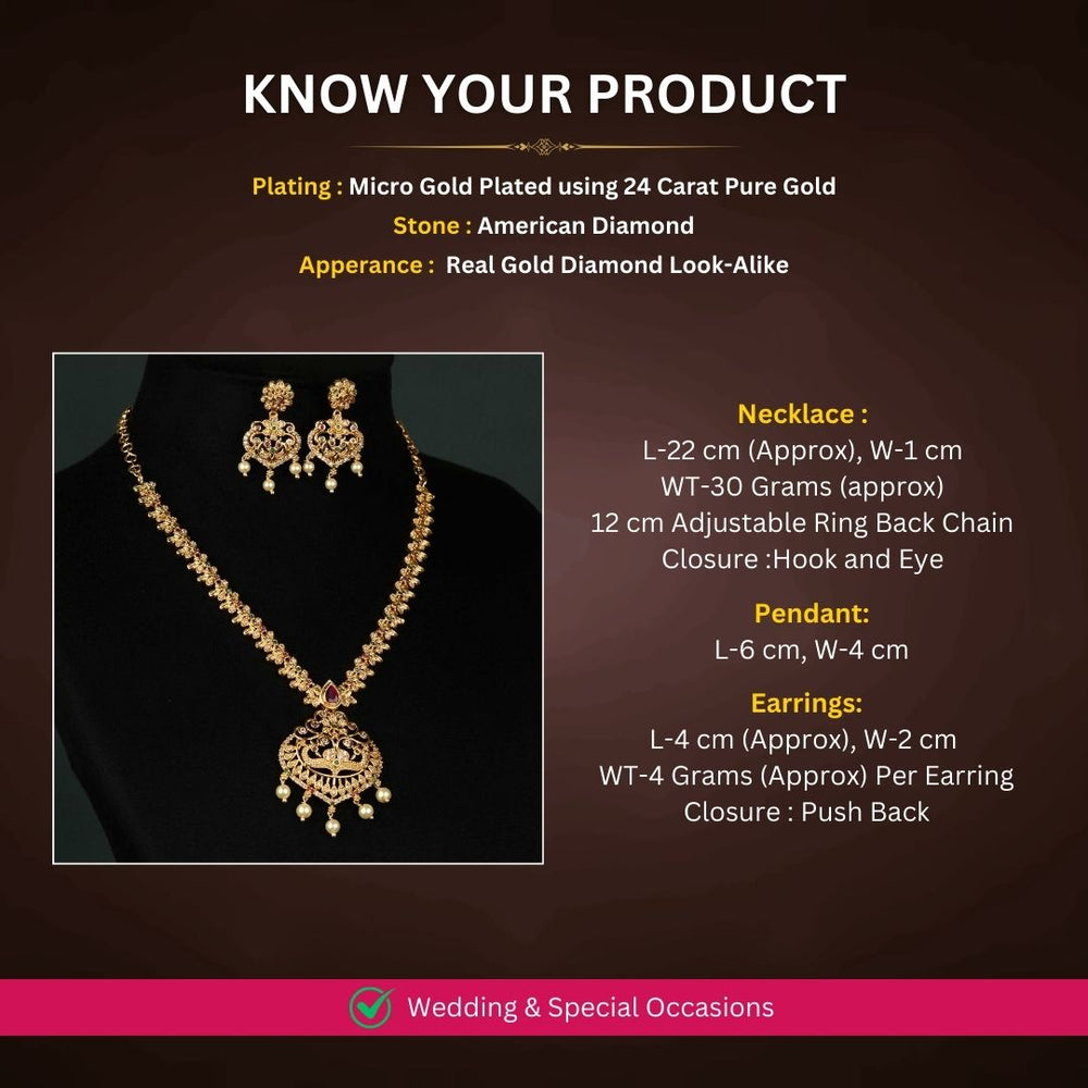 Micro Gold plated Necklace Jewellery Set Measurement Image - Sasitrends