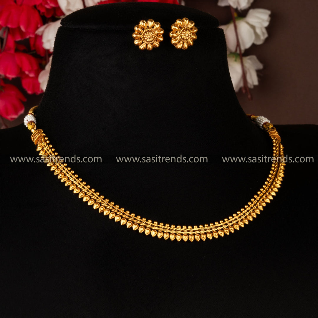 Simple Small Necklace Gold Golden Necklace Pattern Traditional