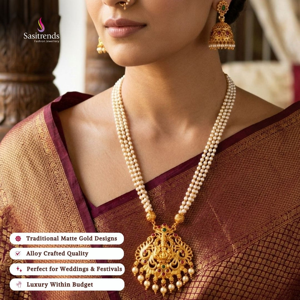 Matte gold plated necklace set model image - Sasitrends