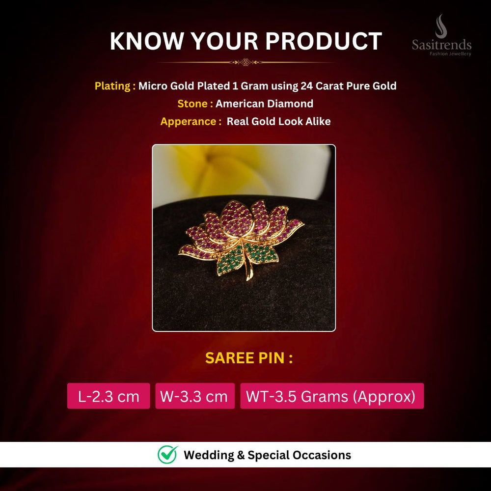 Micro Gold plated Saree pin measurement image - Sasitrends