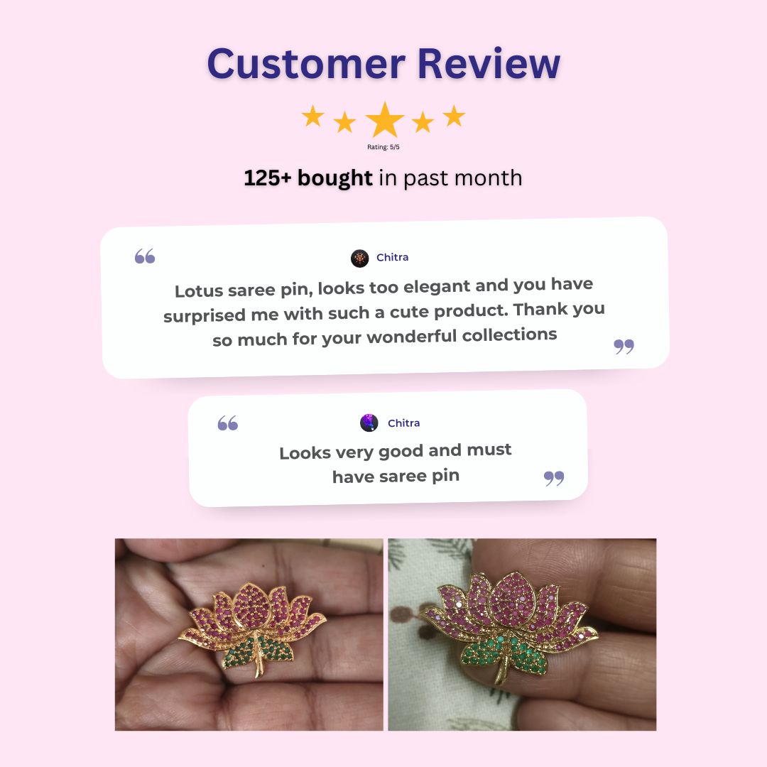 Guaranteed Micro gold plated AD stone saree pin customer review image - Sasitrends