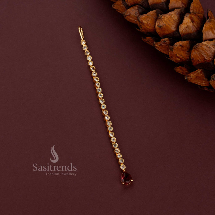 Elegant American Diamond Maang Tikka for Bridal Sarees, Lehengas and Half Sarees - Sasitrends