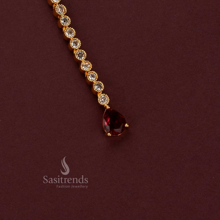 Elegant American Diamond Maang Tikka for Bridal Sarees, Lehengas and Half Sarees - Sasitrends