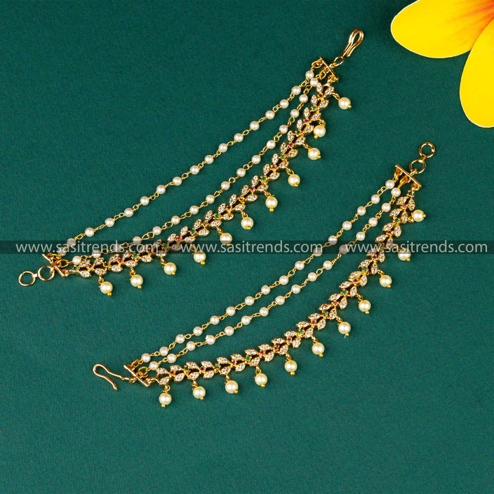 Stylish Guaranteed Micro Gold Plated Pearl Matil - Ear Chain Sasitrends Online Shopping