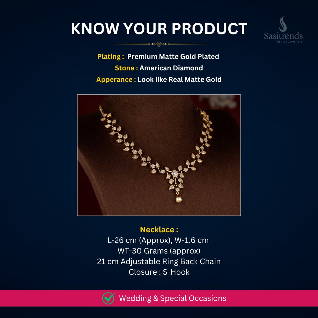 Matte gold plated Necklace Measurement image - Sasitrends