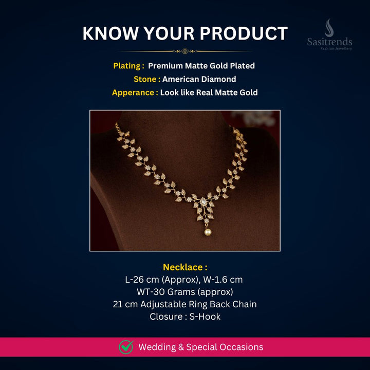 Matte gold plated Necklace Measurement image - Sasitrends