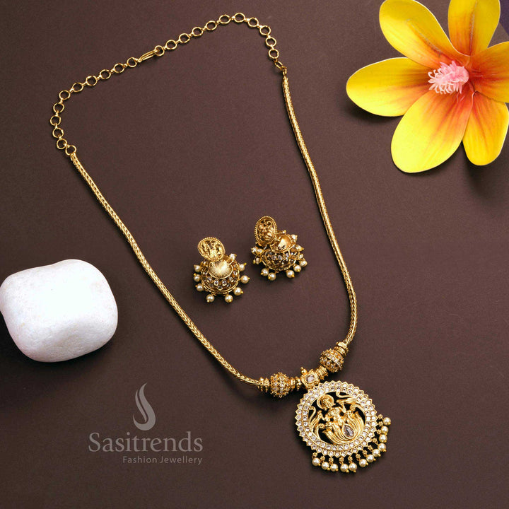 White ad stone premium matte gold plated lakshmi designer necklace sasitrends