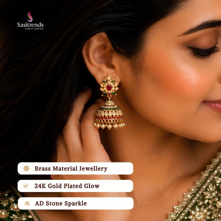 Guaranteed Micro gold plated AD stone earrngs model image - Sasitrends