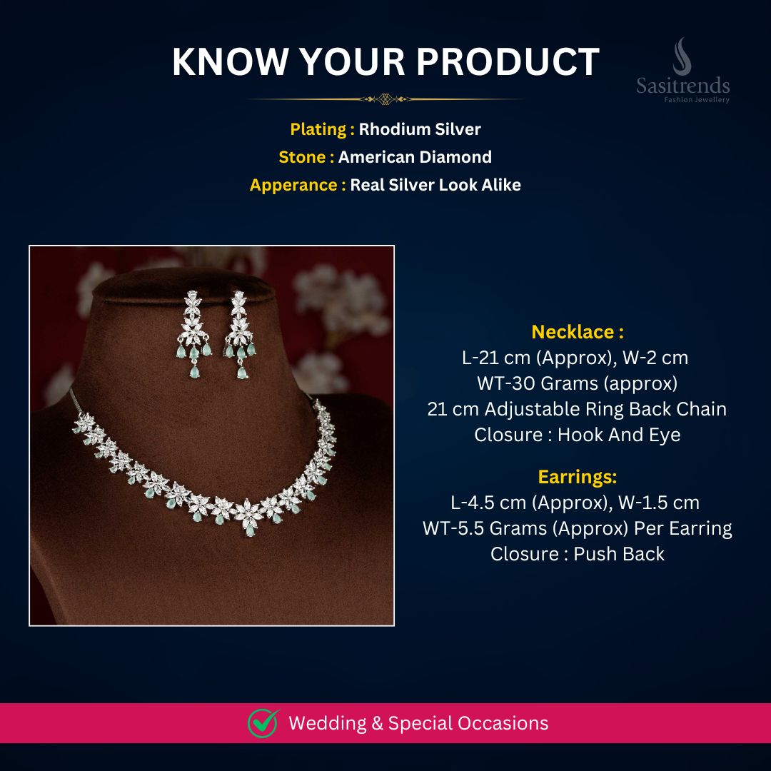 American Diamond Necklace set Measurement Image - Sasitrends