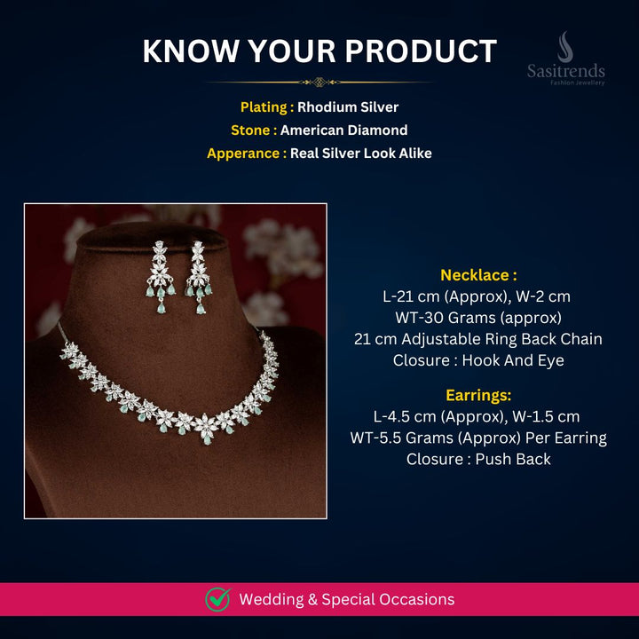 American Diamond Necklace set Measurement Image - Sasitrends