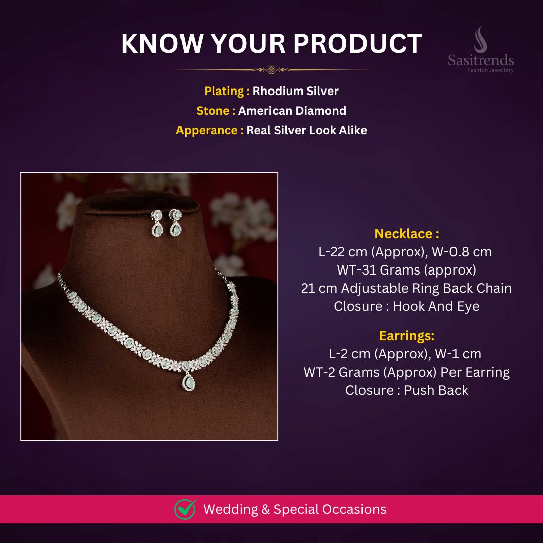 American Diamond Necklace Set Measurement Image - Sasitrends