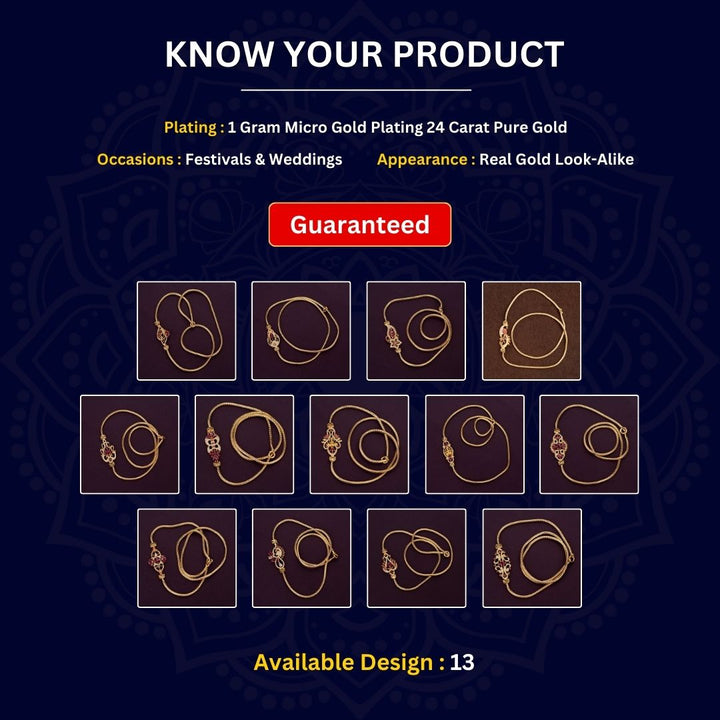 Micro gold plated Mugappu Chain Measurement Image -Sasitrends