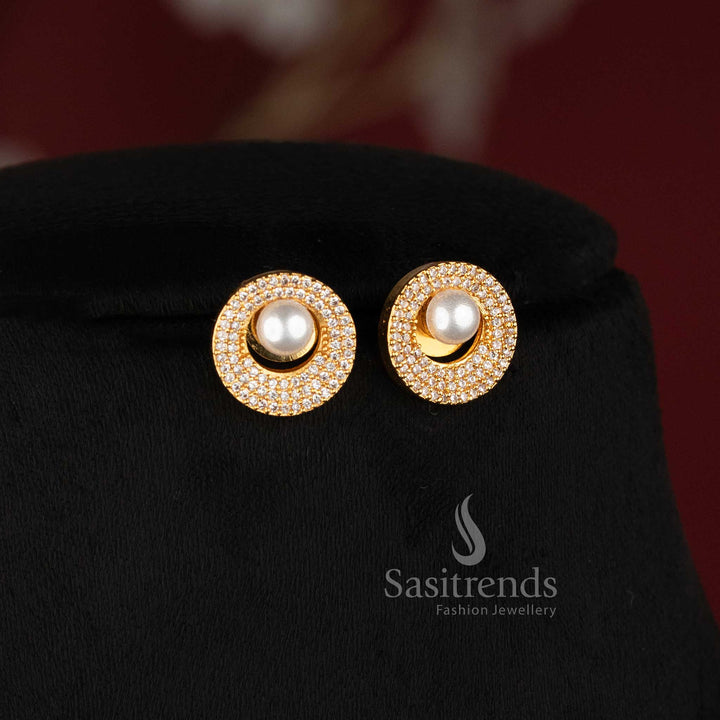 Micro Gold Plated American Diamond Crown Pendant Necklace Set for Women - Sasitrends