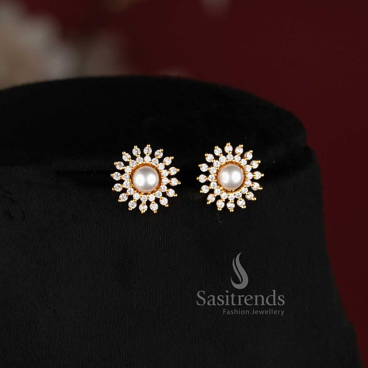 Micro Gold Plated American Diamond Crown Pendant Necklace Set for Women - Sasitrends