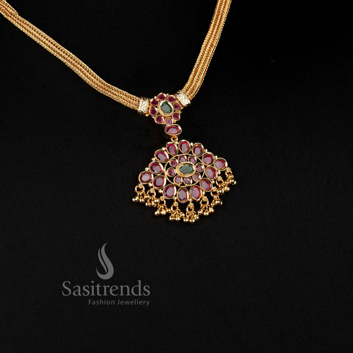 Traditional Micro Gold Plated Floral Medallion Woven Chain Necklace for Women - Sasitrends